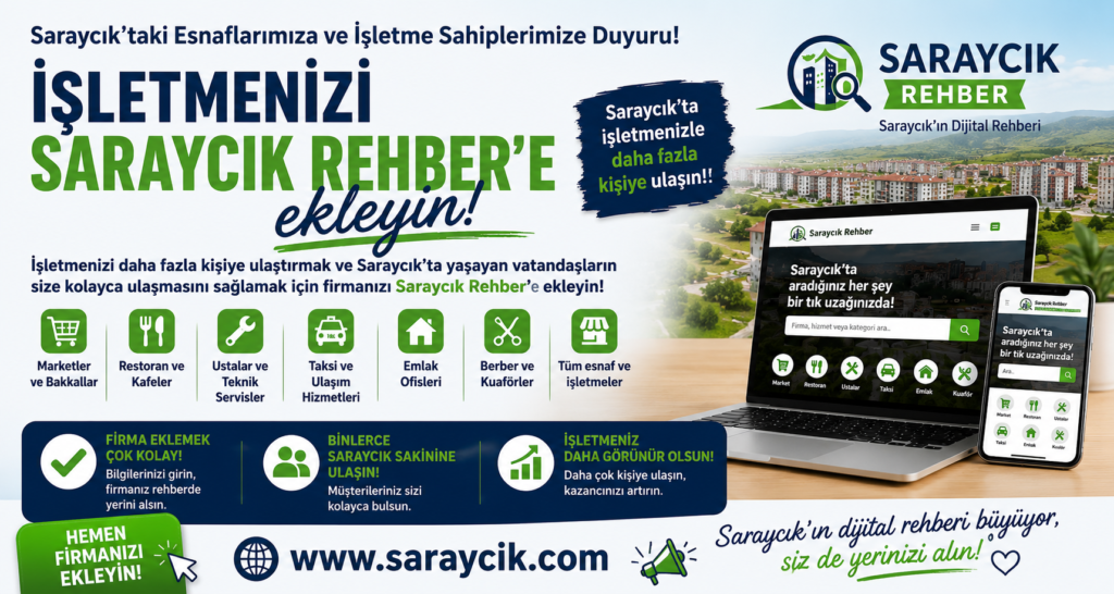 📢 Saraycık’taki Esnaflarımıza ve İşletme Sahiplerimize Duyuru!