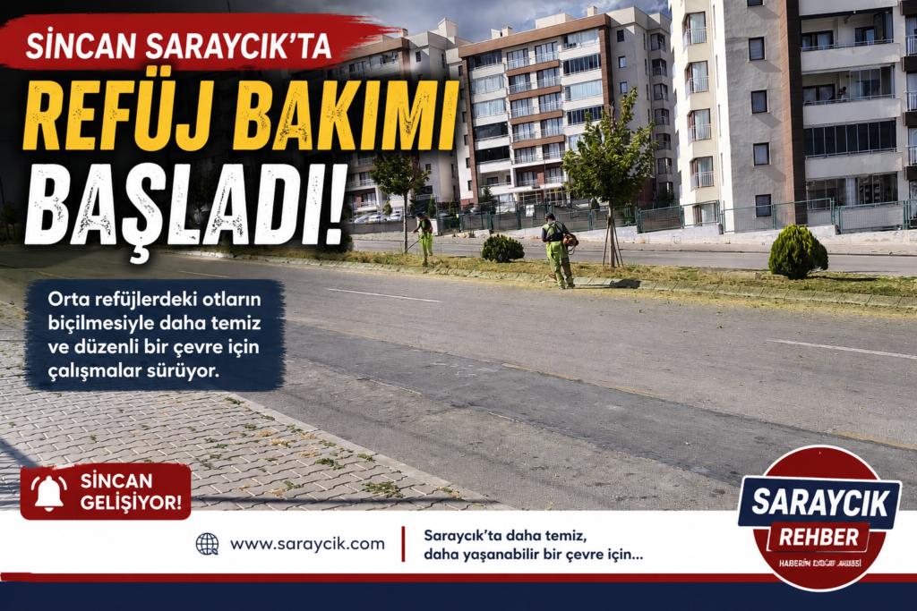 Sincan Saraycık’ta Orta Refüjlerde Ot Biçme Çalışmaları Başladı