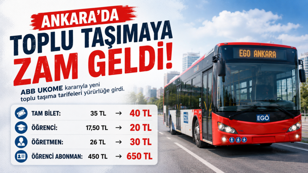 Ankara’da Toplu Taşımaya Zam Geldi !