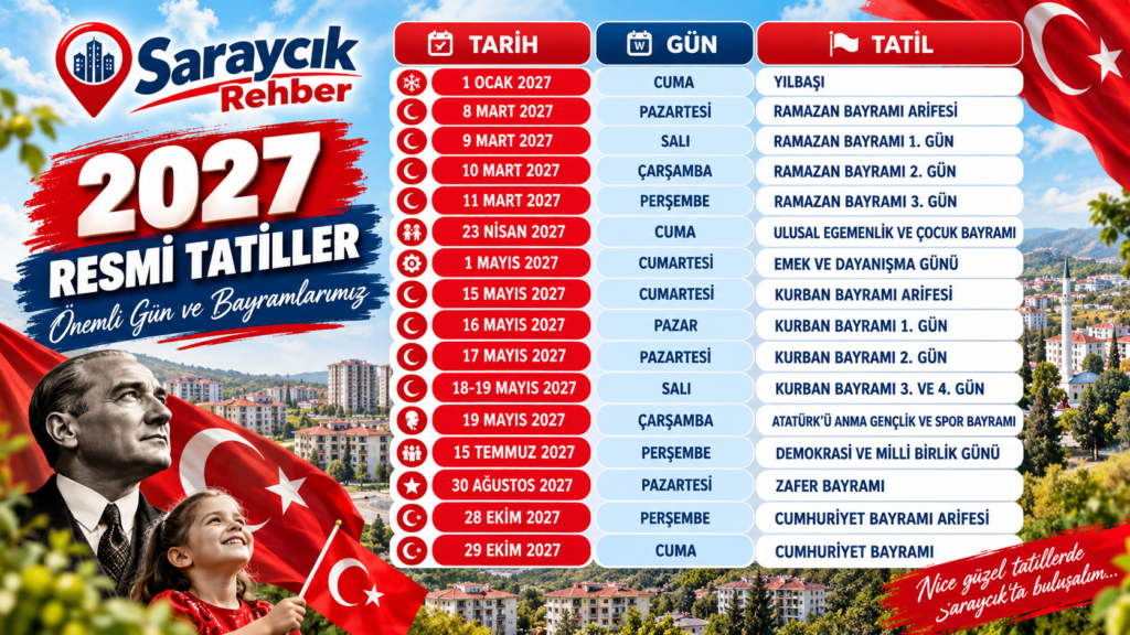 2027 Resmî Tatiller Belli Oldu !